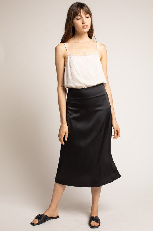 The Paulina Satin Midi Skirt