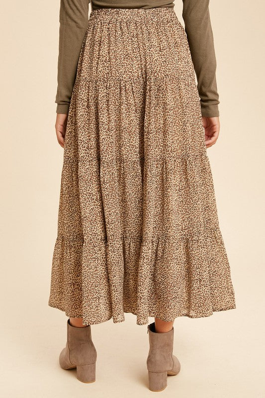 Cheetah shop tiered skirt