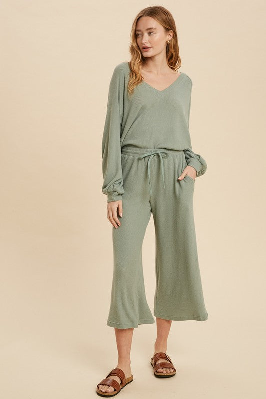 The Sage Cherie Hacci Knit Cropped Lounge Pants