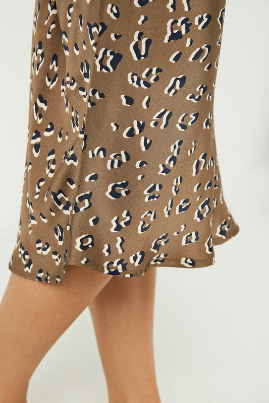 The Raquel Satin Leopard Midi Skirt