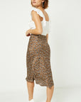 The Raquel Satin Leopard Midi Skirt