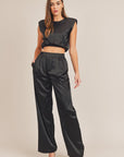 The Marcy Satin Top + Pant Set - Sold Seperately
