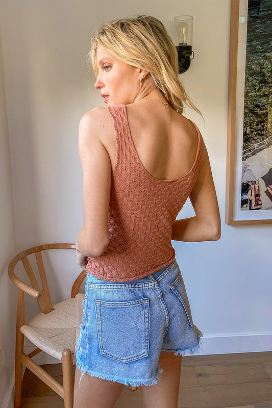 The Winifred Pointelle Knit Sweater Tank