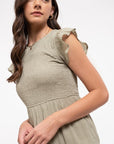 The Adriana Flutter Sleeve Tiered Midi Dress