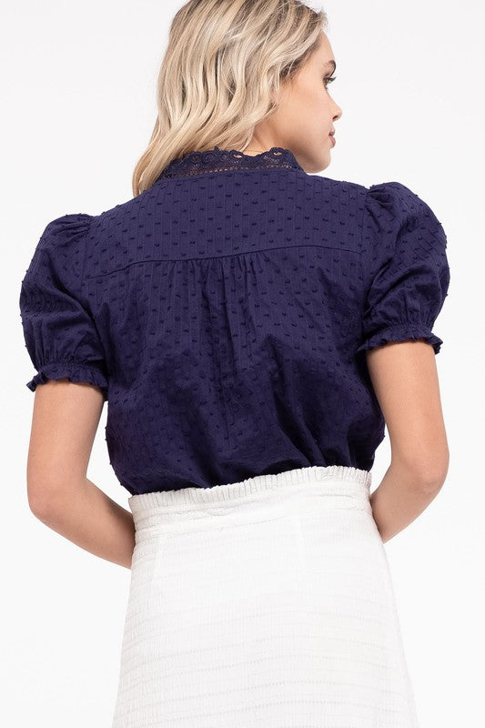 The Triana Dotted Puff Sleeve Top