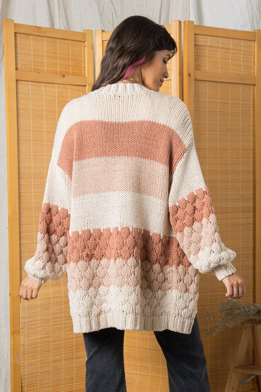 The Eaddie Colorblock Textured Cardigan