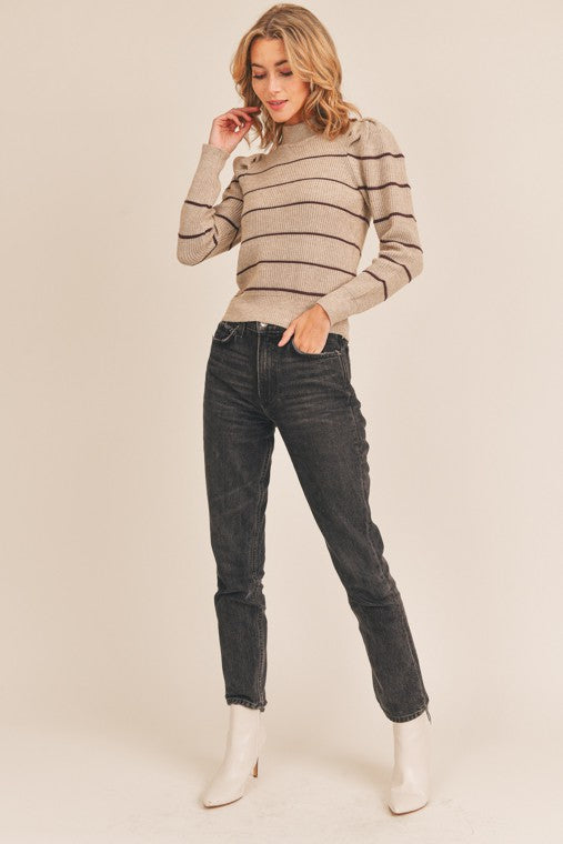 The Toby Puff Sleeve Striped Sweater