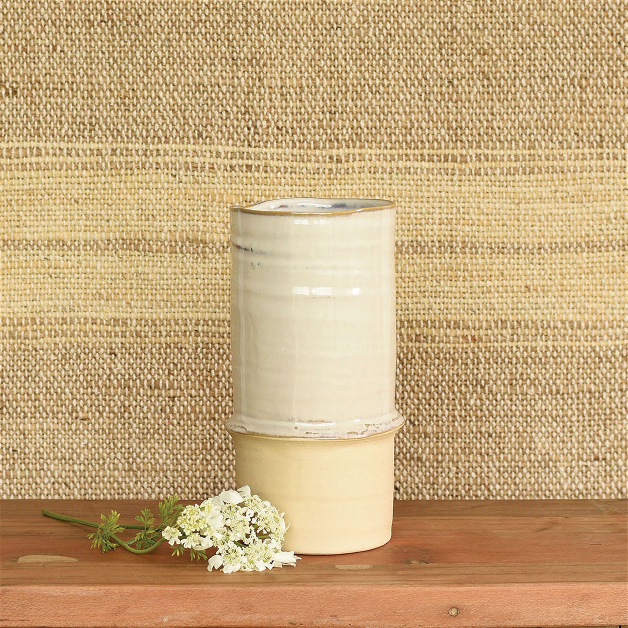 Nala White + Natural Ceramic Vase