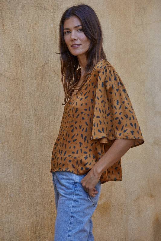 The Launey Printed Satin Top