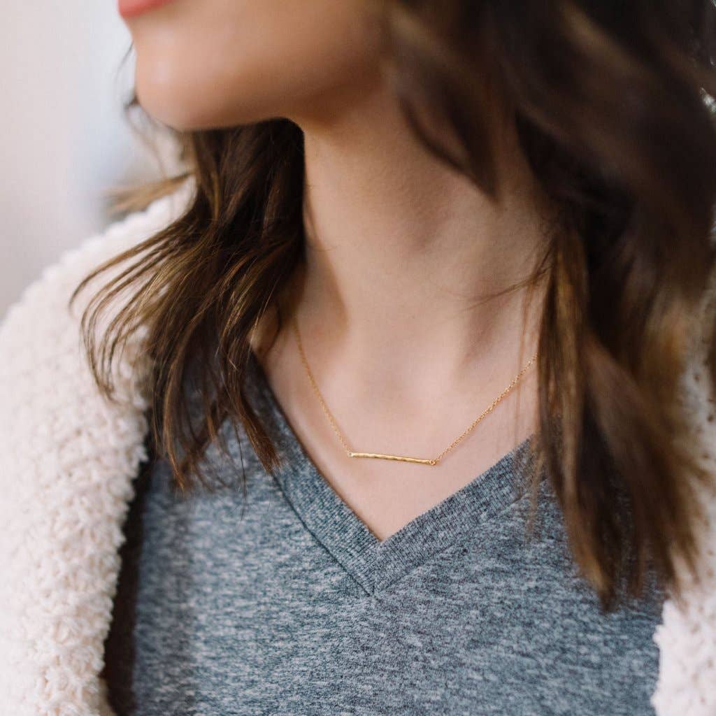 The Athena Hammered Bar Necklace