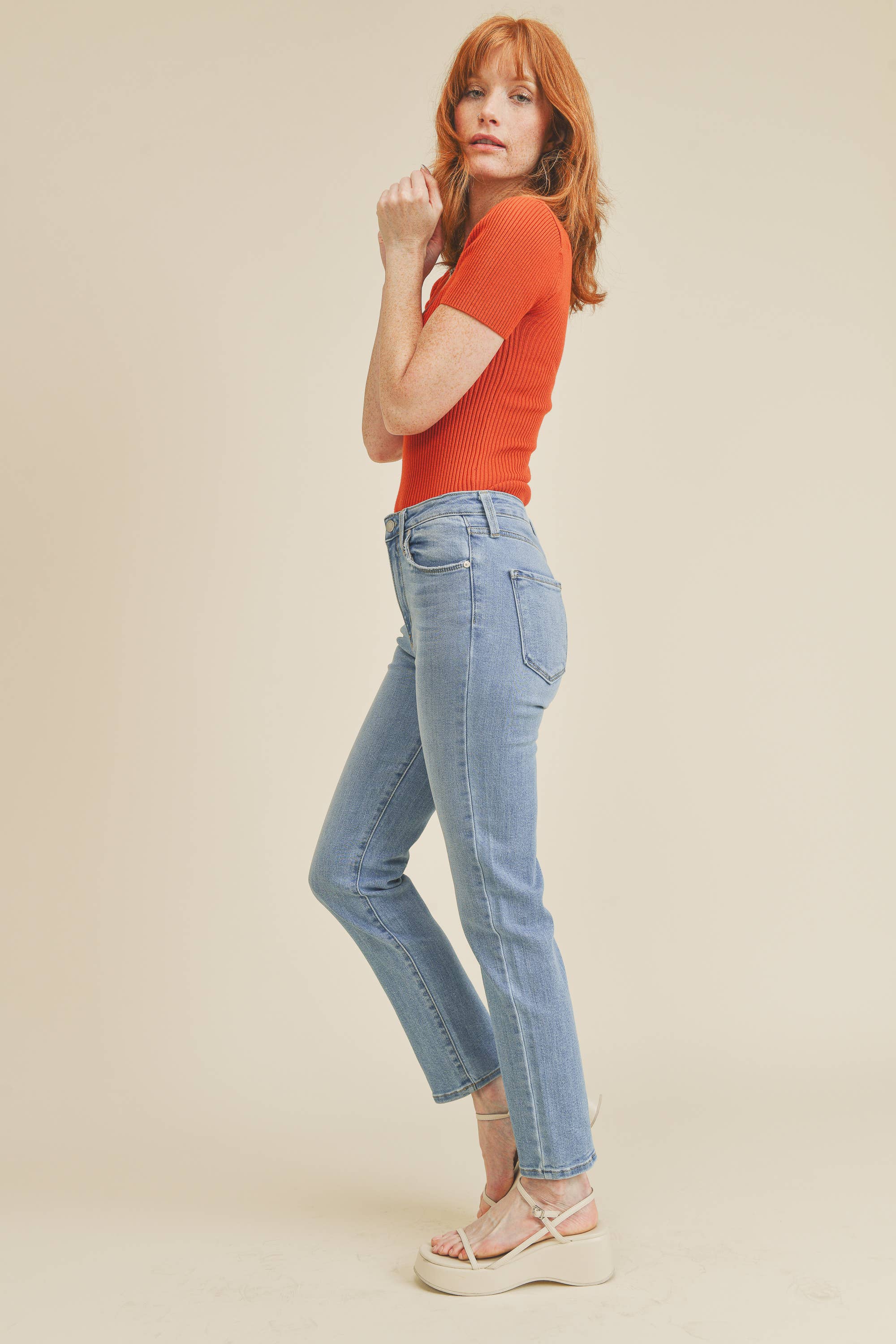 The Maddie Classic Slim Straight Jeans by Just Black Denim