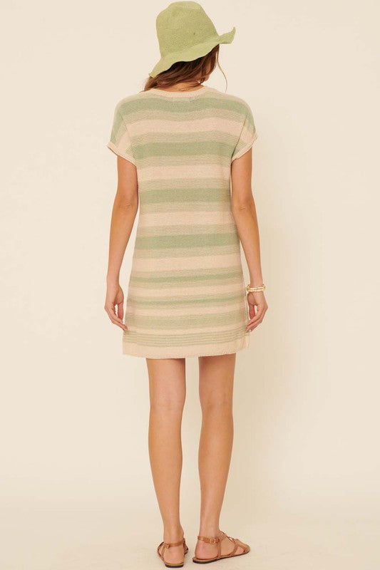 The Elba Striped Mini Knit Dress