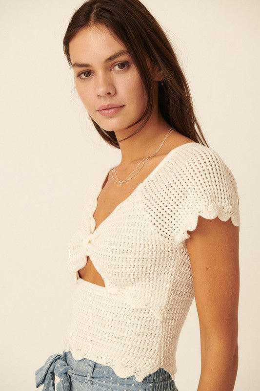 The Janis Knit Cut-Out Sweater Crop Top