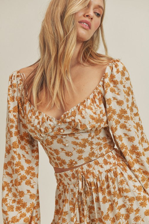 The Carolyn Floral Top + Short Set - Pieces Sold Seperately