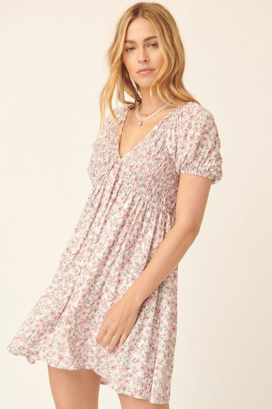 The Lana Floral Puff Sleeve Mini Dress