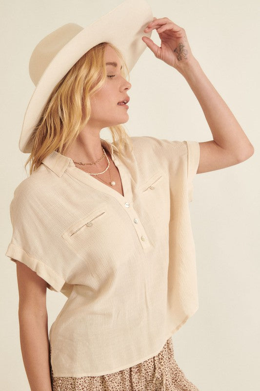 The Adalynn Collared Henley Top