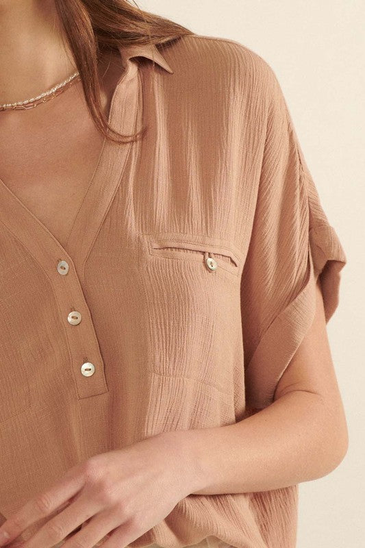 The Adalynn Collared Henley Top