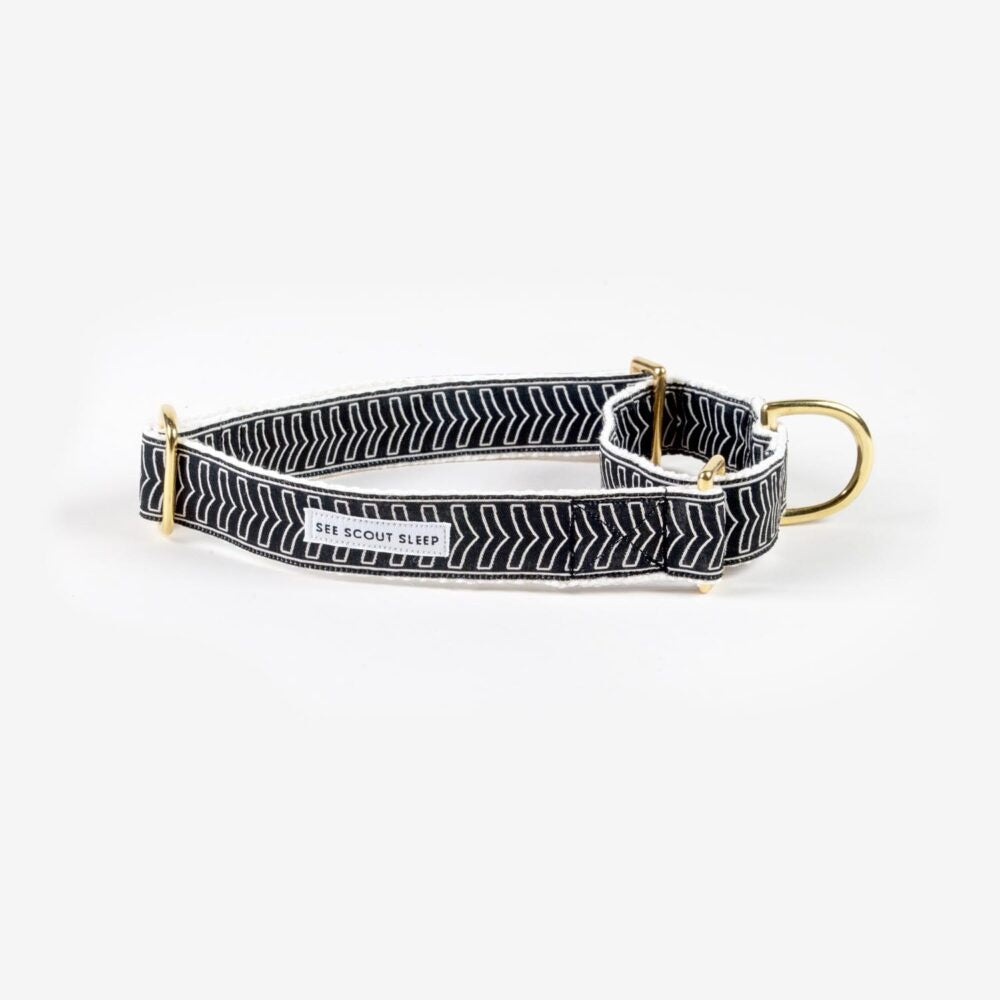 Black + Cream Chef L&#39;Bark Martingale Collar by See Scout Sleep