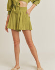 The Gianna Tie Front Blouse + Short Set - Sold Seperately