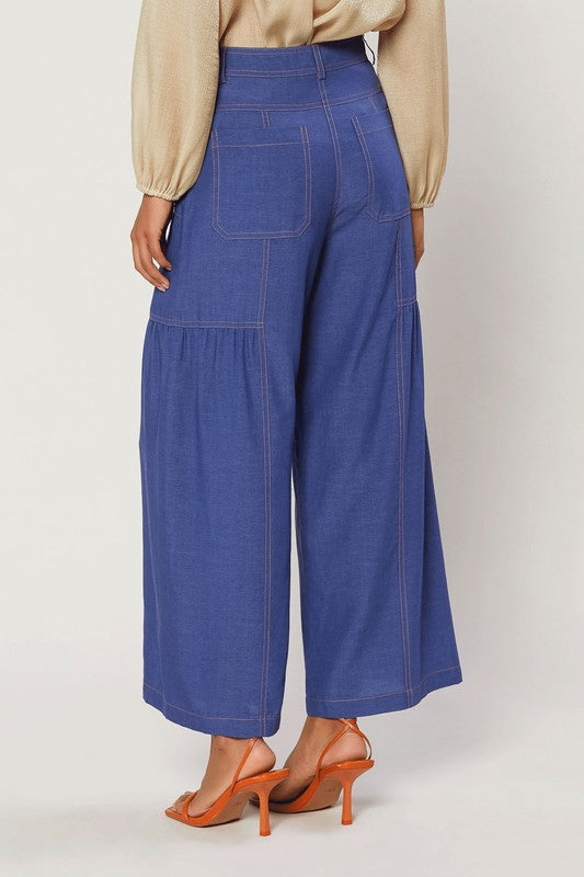The Lydia Shirred Wide Leg Pant by Current Air