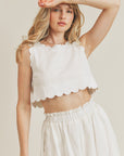 The Jesabel Scallop Top + Midi Skirt Set - Sold Seperately