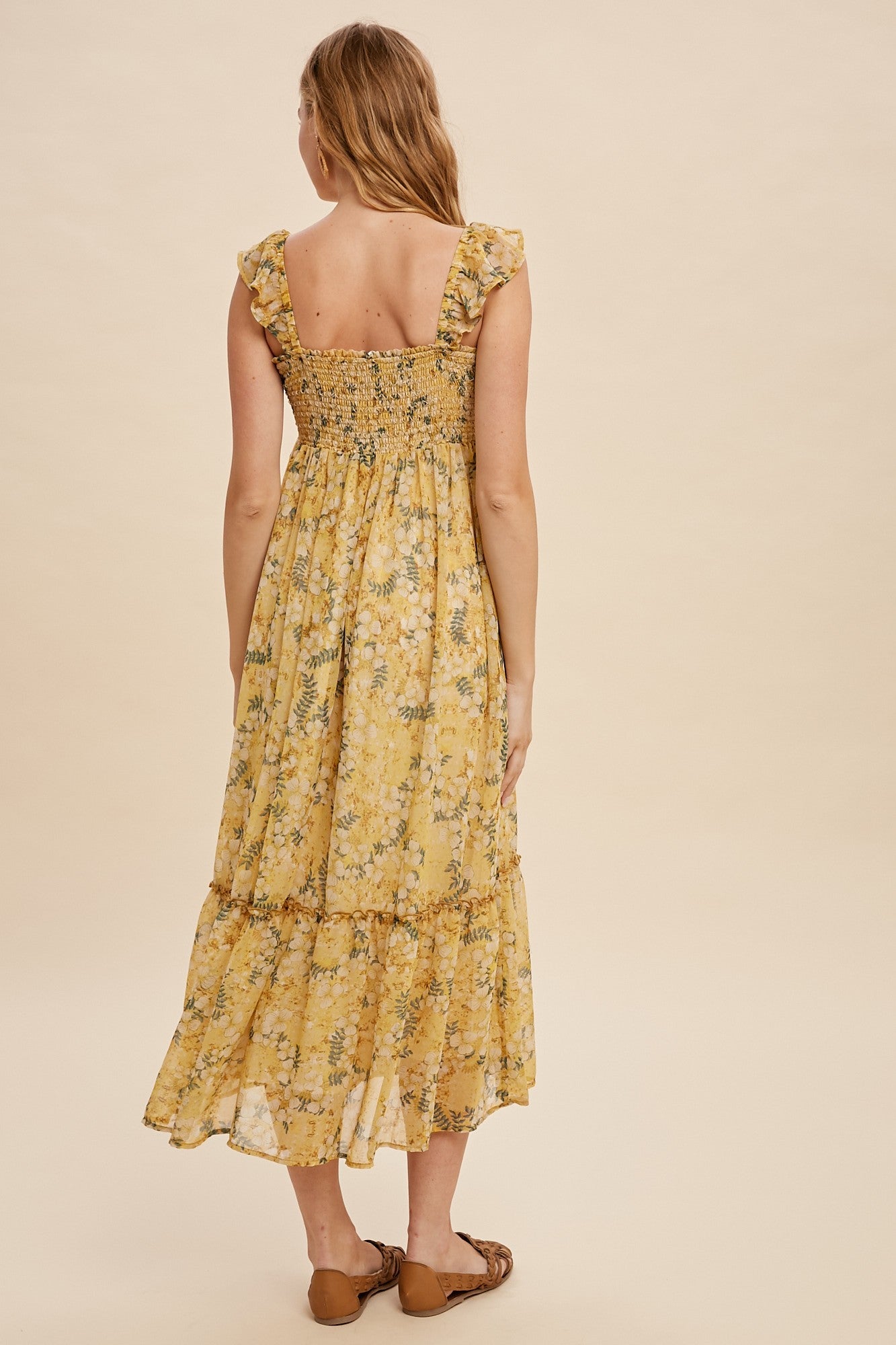 The Isabella Floral Chiffon Smocked Midi Dress
