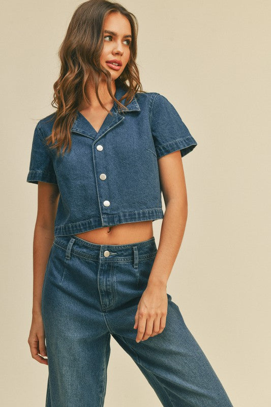 The Maisy Washed Denim Top + Pants Set - Sold Separately
