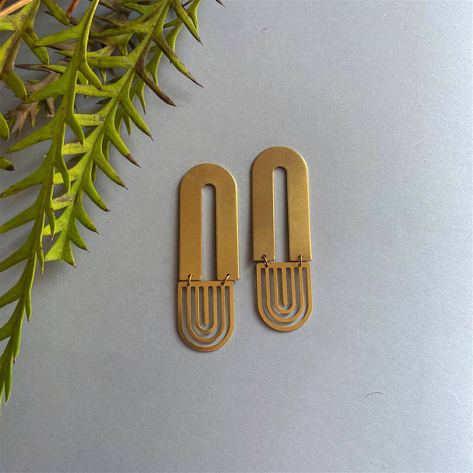 The Long Talus Brass Earrings by Found &amp; Feral