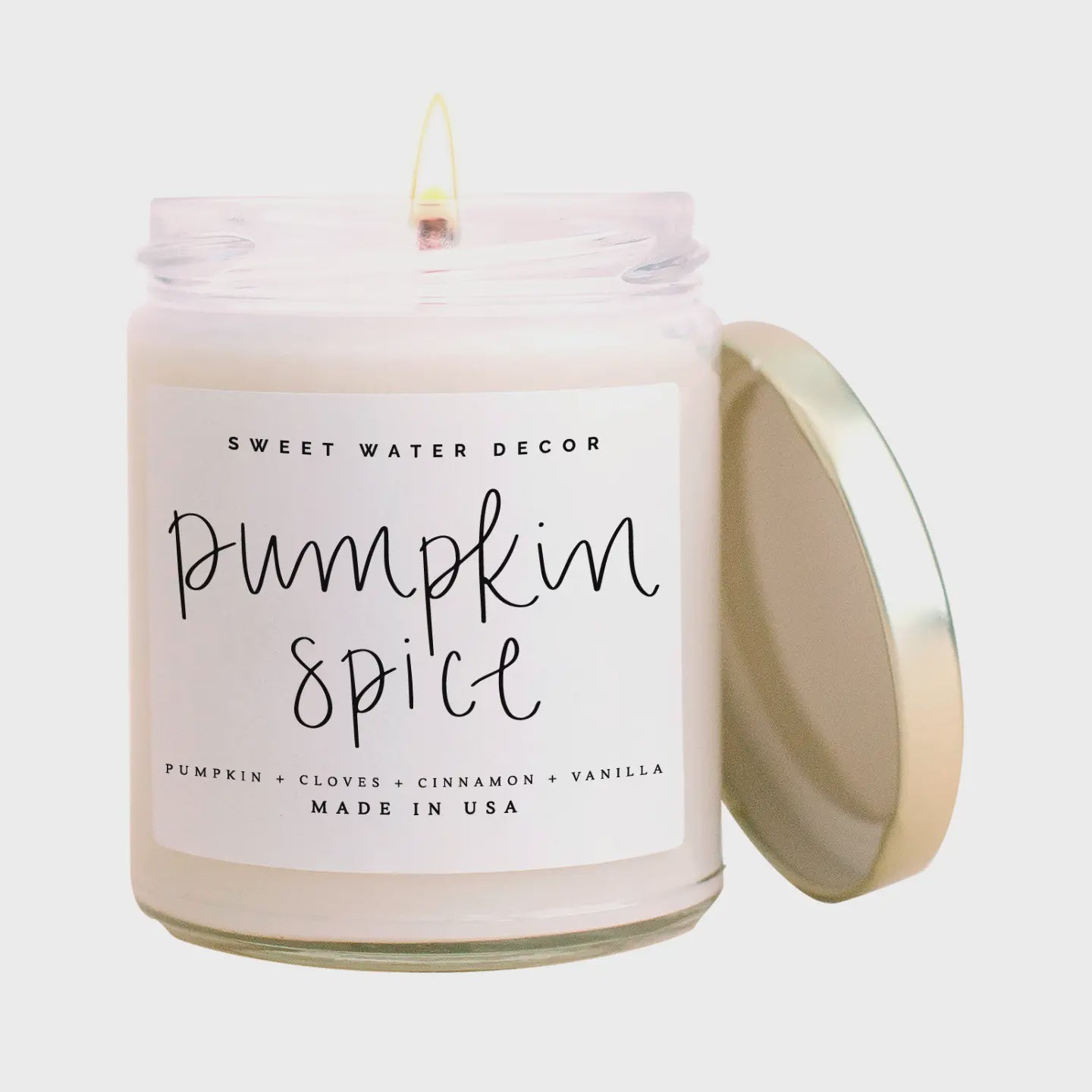 The Pumpkin Spice Soy Candle in Clear Jar by Sweet Water Decor