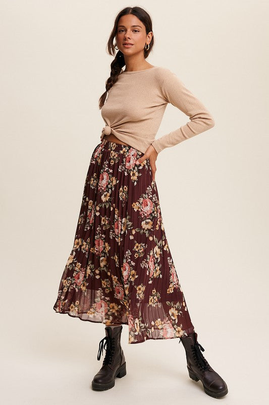 The Shania Floral Pleated Maxi Skirt