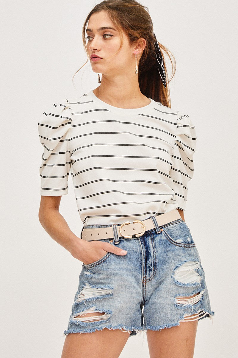 The Alivia Puff Sleeve Striped Top