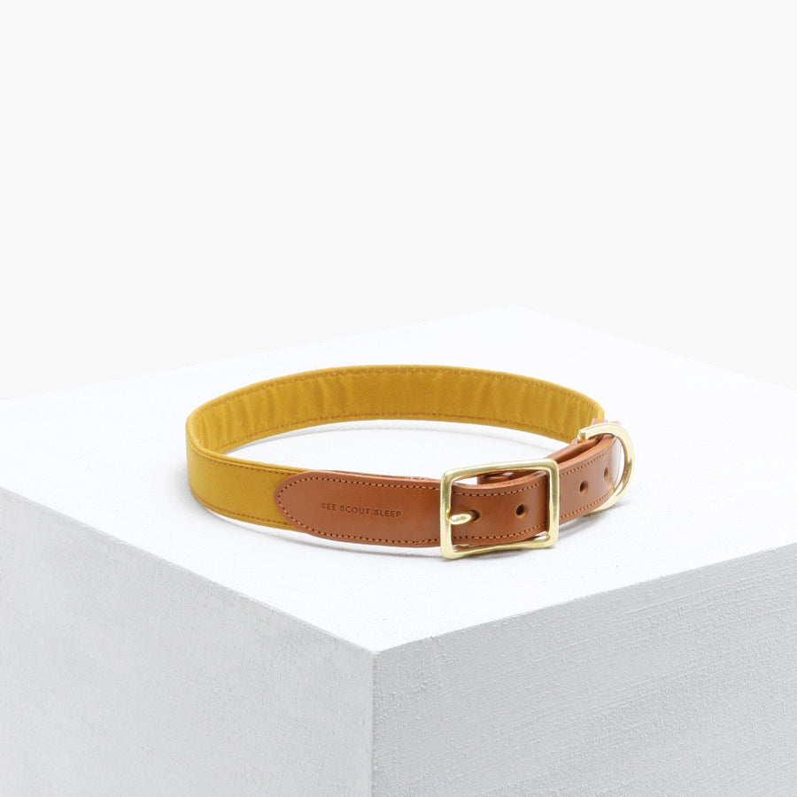 The Scot Mustard Leather Collar by See Scout Sleep