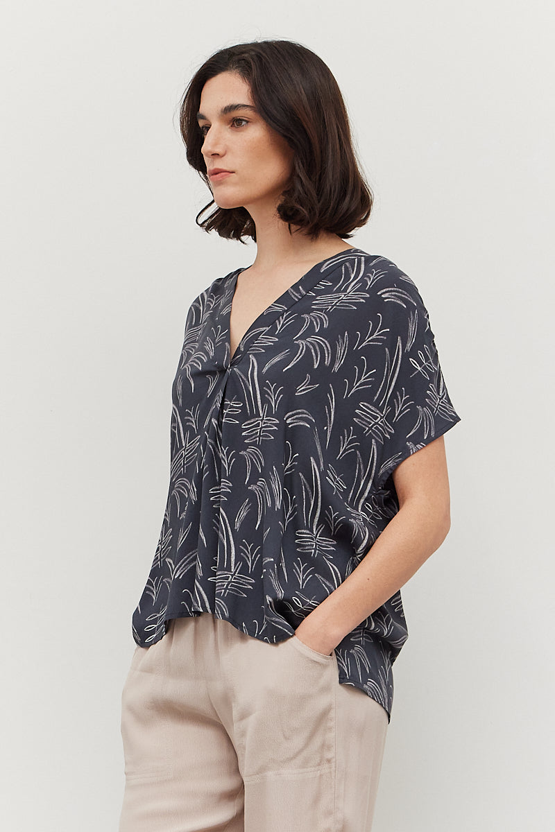 The Noelle Leaf Print Drapey Top