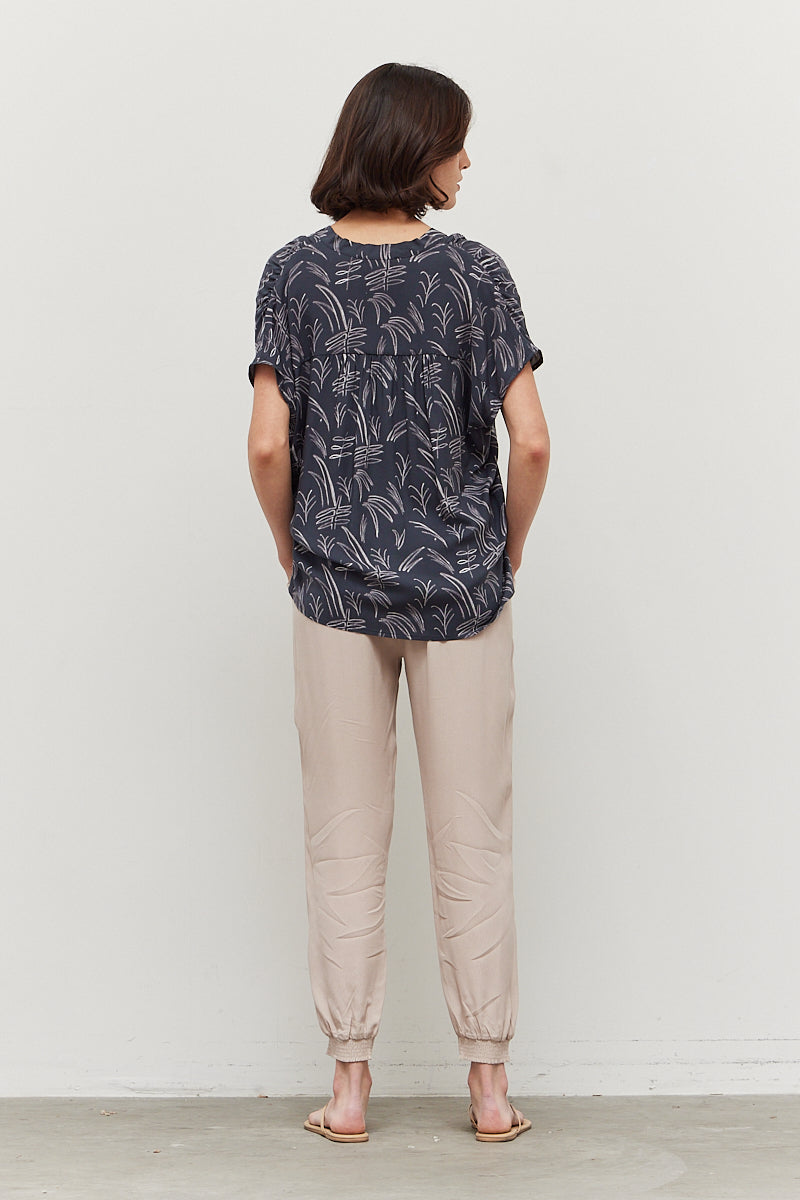 The Noelle Leaf Print Drapey Top