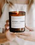 The Warm + Cozy Soy Candle in Amber Jar by Sweet Water Decor