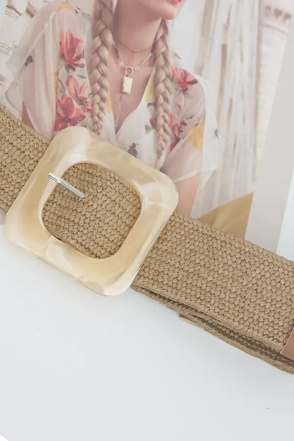 The Woven Straw Resin Buckle Belt