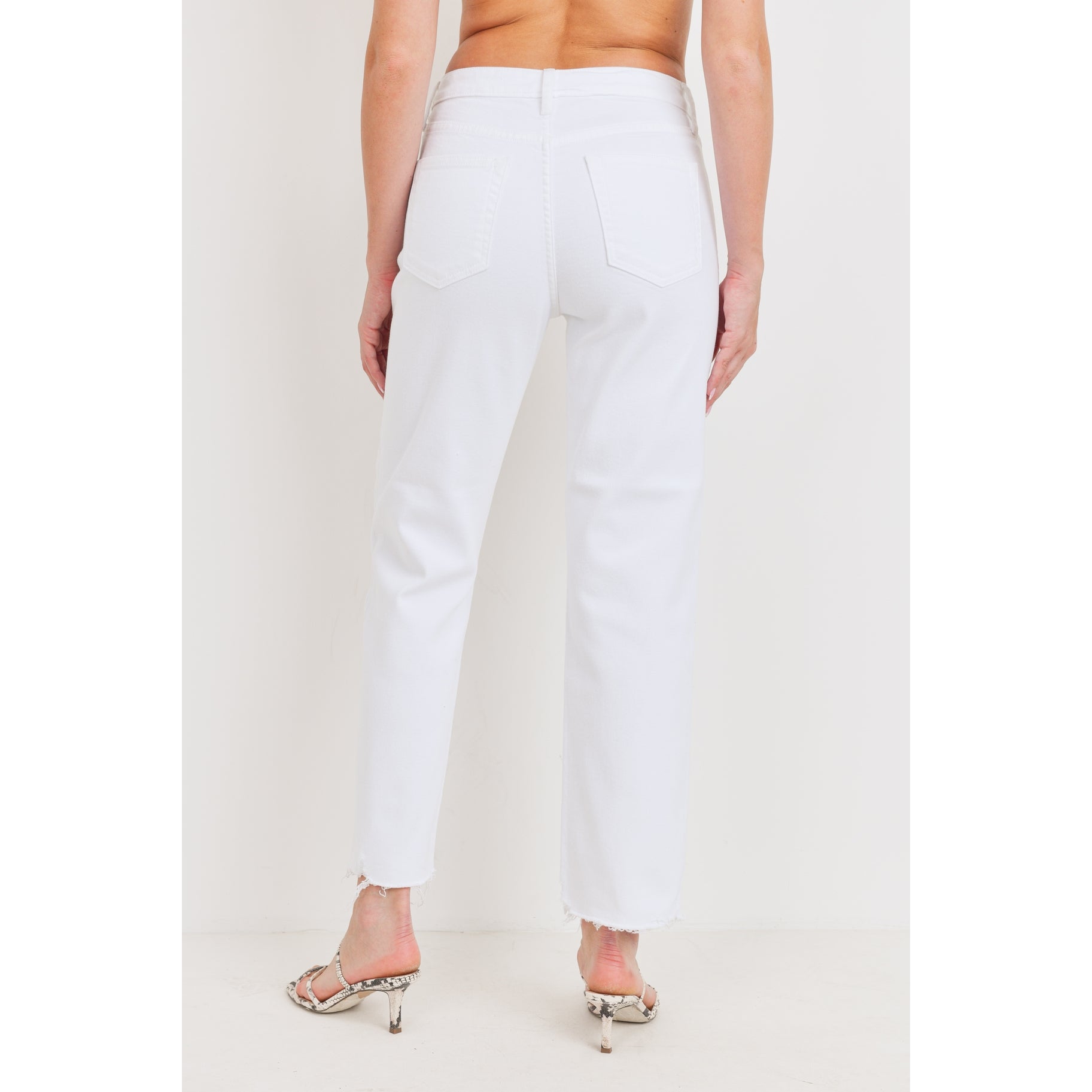 The Hera White High Rise Straight Jeans by Just Black Denim
