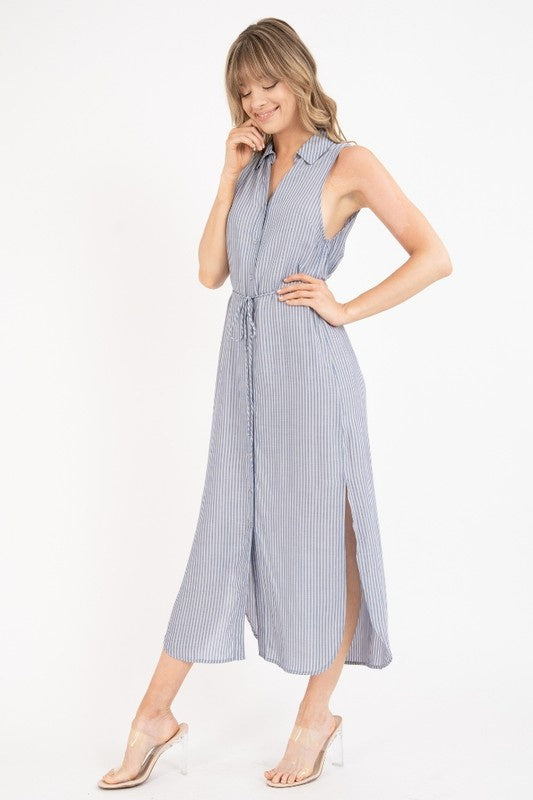 The Cindy Blue Striped Sleeveless Dress – Thread + Seed