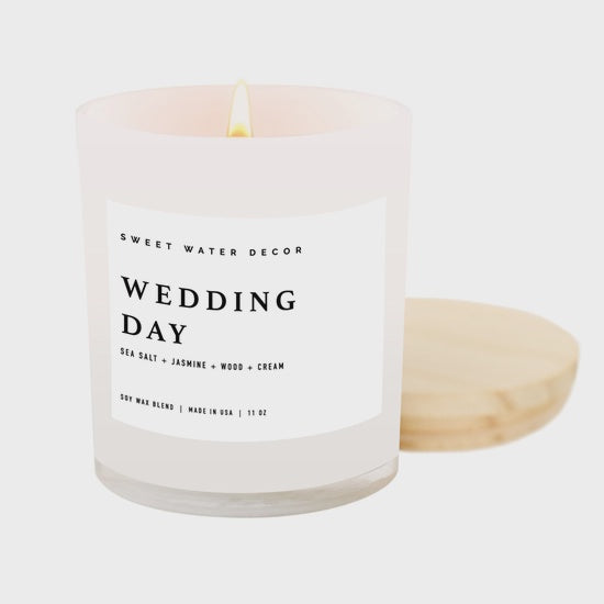 The Wedding Day Soy Candle/ Wood Lid by Sweet Water Decor