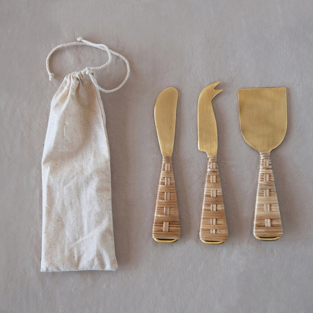 The Rattan Cheese Knives Set