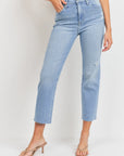 The Donnie Minimal Distressed Straight Jeans by Just Black Denim