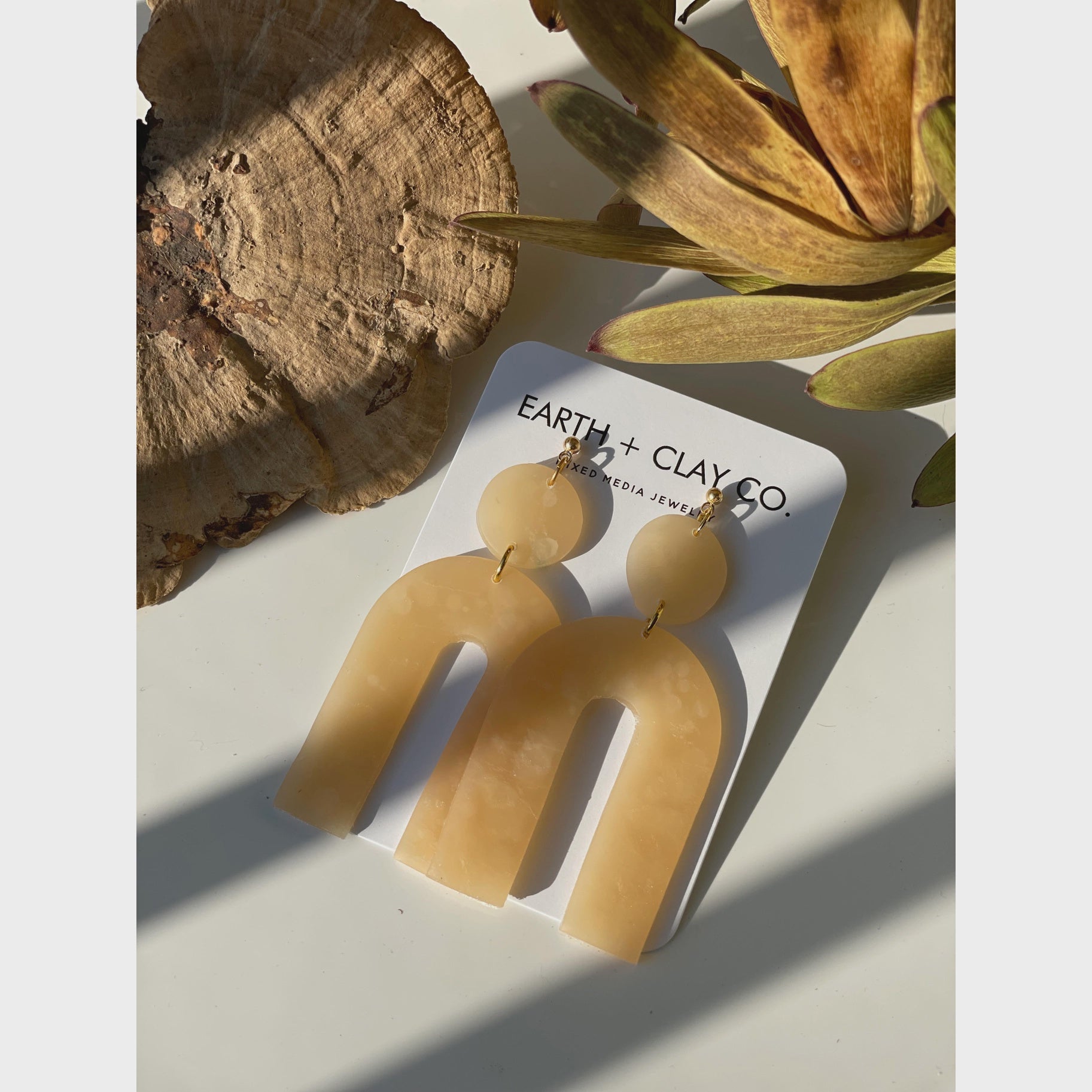 The Translucent  Arch Earrings by Earth + Clay Collective