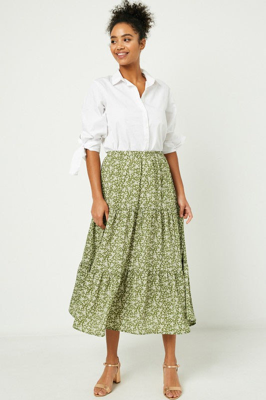 The Anita Floral Tiered Midi Skirt