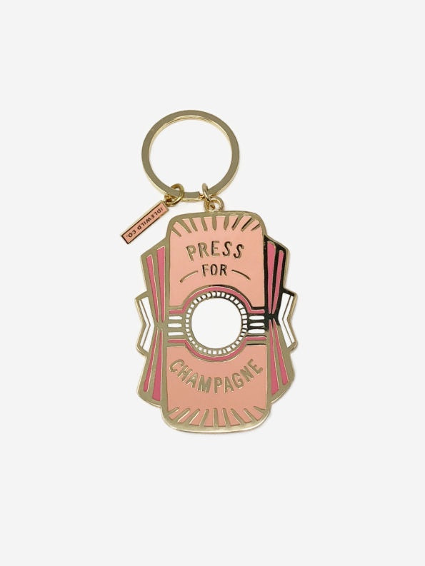 Press For Champagne Keychain by Idlewild Co.