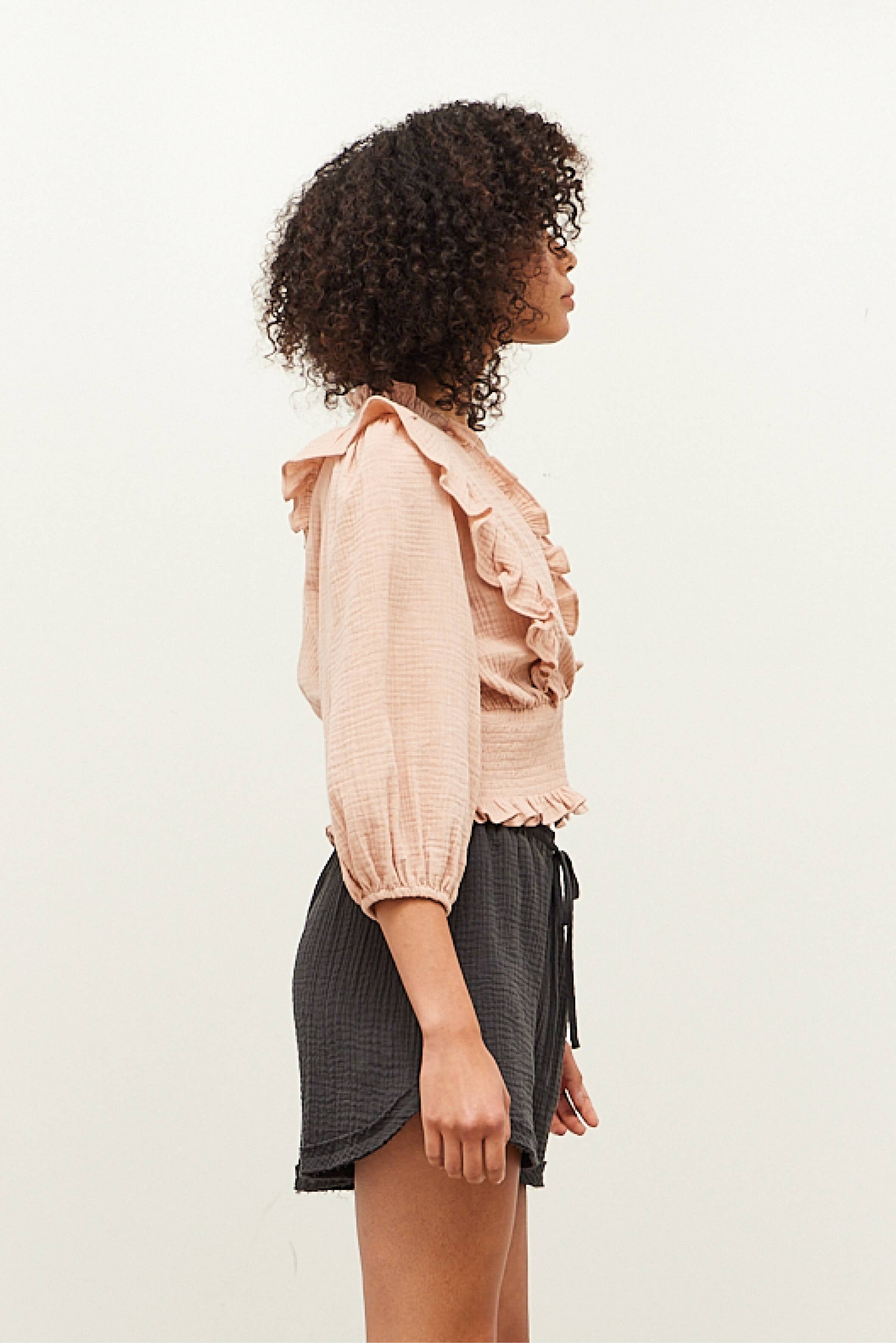 smocked ruffle top