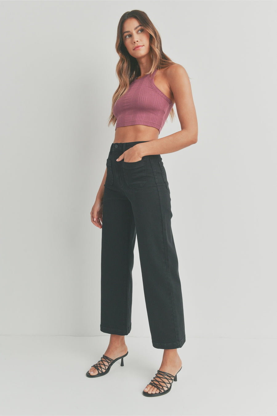 The Raley Patch Pocket Wide Leg Jeans by Just Black Denim