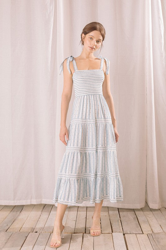 The Mika Polka Dot and Stripes Maxi Dress