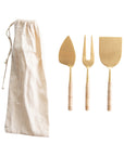 Gold and Rattan Cheese Servers