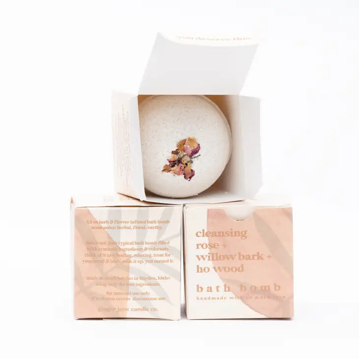 The Rose + Willow Bark + Ho Wood Bath Bomb by Ginger June Candle Co.