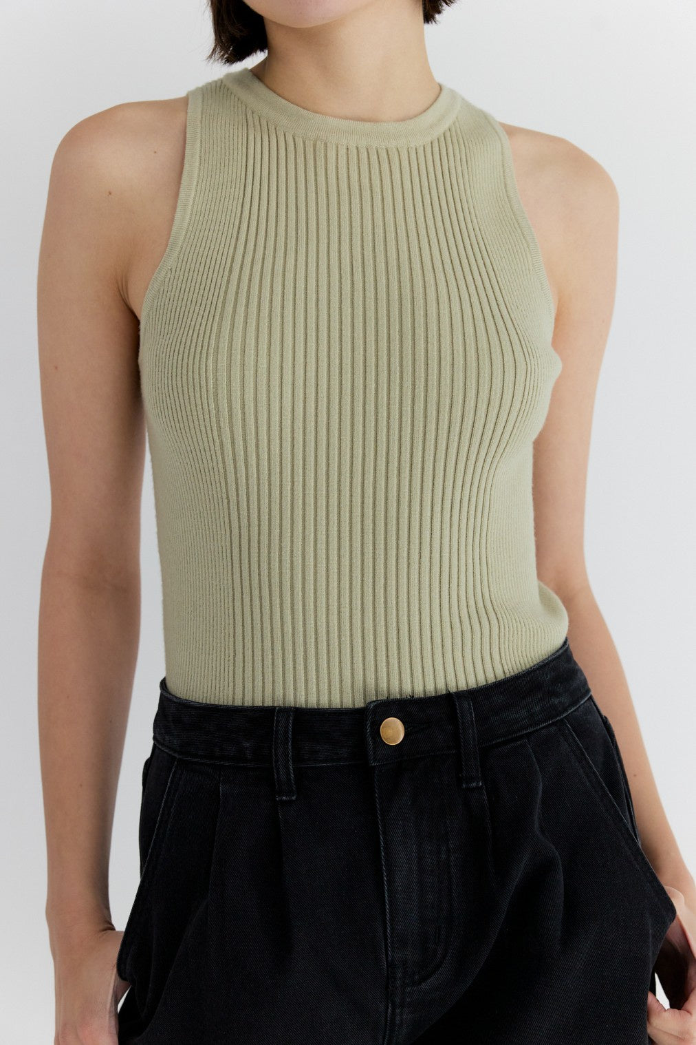 The Brie Ribbed High Neck Top